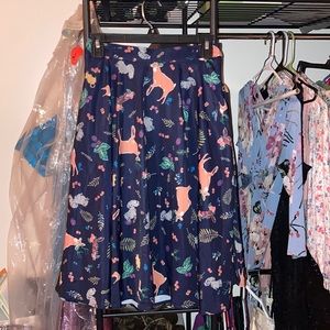 Navy Animal Print Skirt